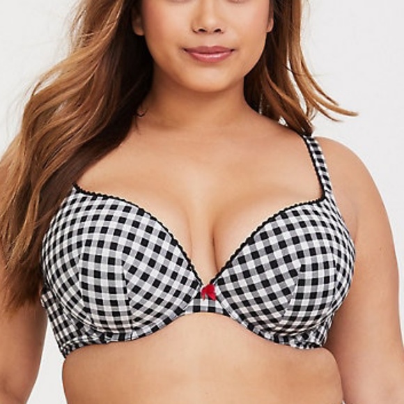 🎉HP 38 G BLK& WHT GINGHAM MICFIB PUSH-UP PLUNGE - Picture 2 of 6